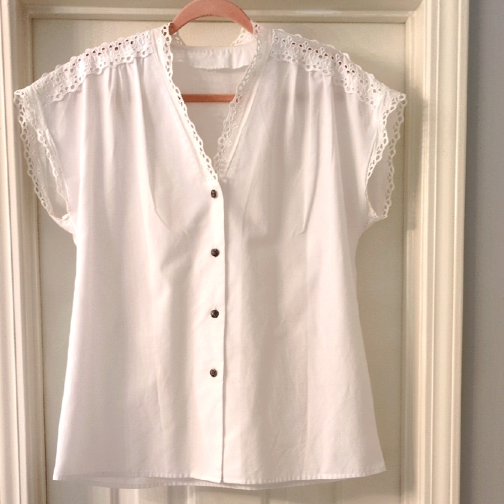 Vintage Lace Trimmed Blouse